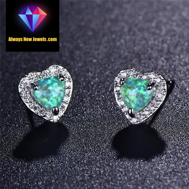 Small White Gold-Filled ‘Opal Heart’ Stud Earrings | 20 Colors
