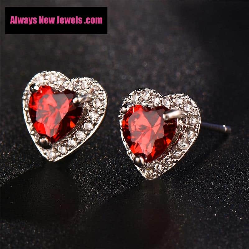 Small White Gold-Filled ‘Opal Heart’ Stud Earrings | 20 Colors