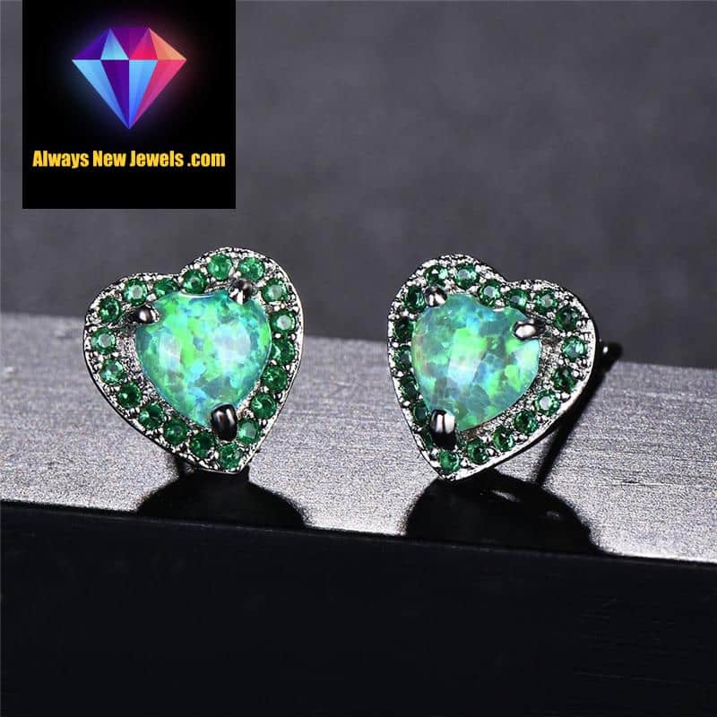 Small White Gold-Filled ‘Opal Heart’ Stud Earrings | 20 Colors