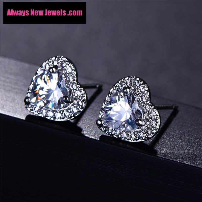 Small White Gold-Filled ‘Opal Heart’ Stud Earrings | 20 Colors
