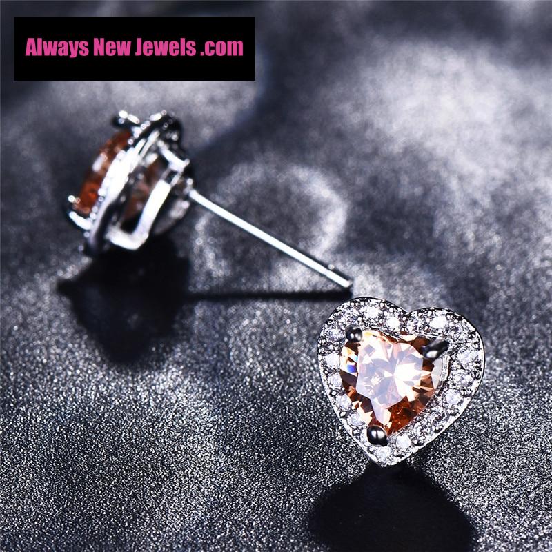 Small White Gold-Filled ‘Opal Heart’ Stud Earrings | 20 Colors