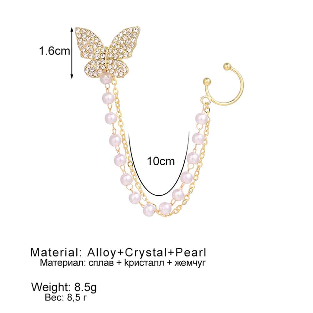 Single Ear “Flying Butterflies” Drop Earrings