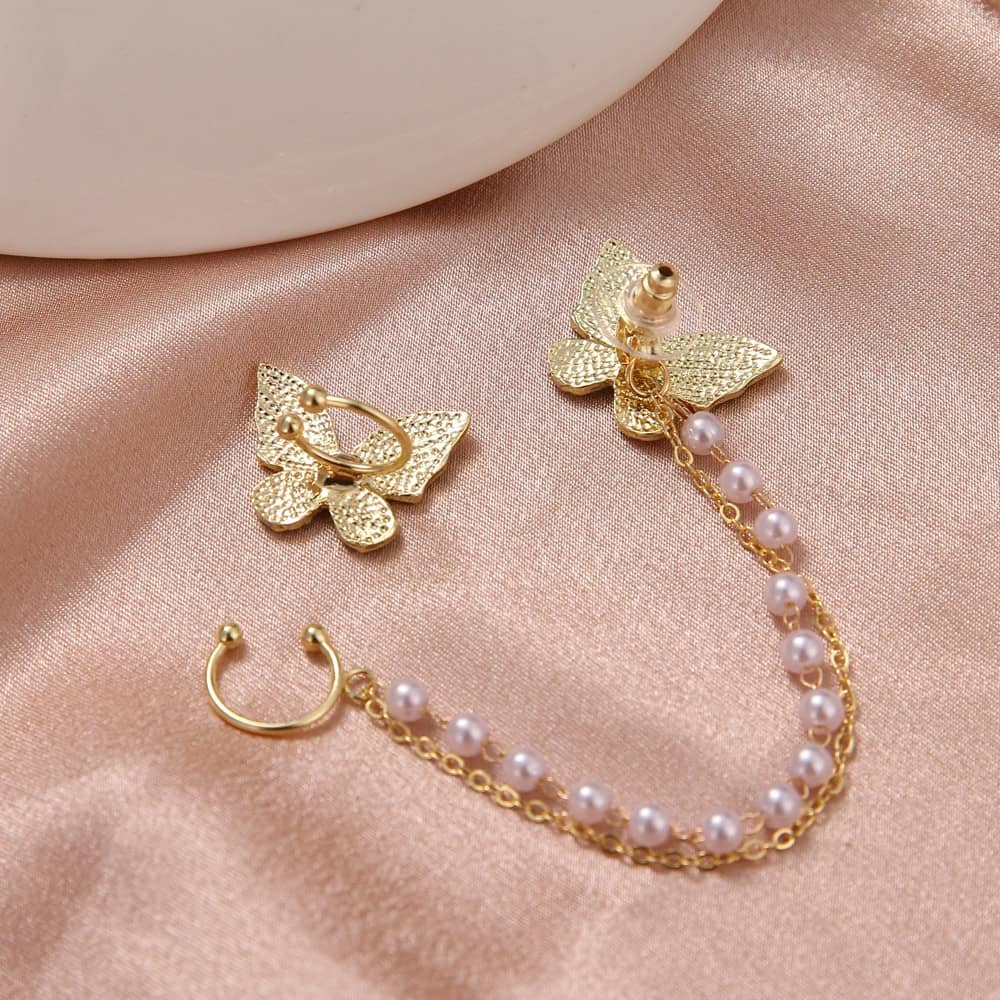 Single Ear “Flying Butterflies” Drop Earrings