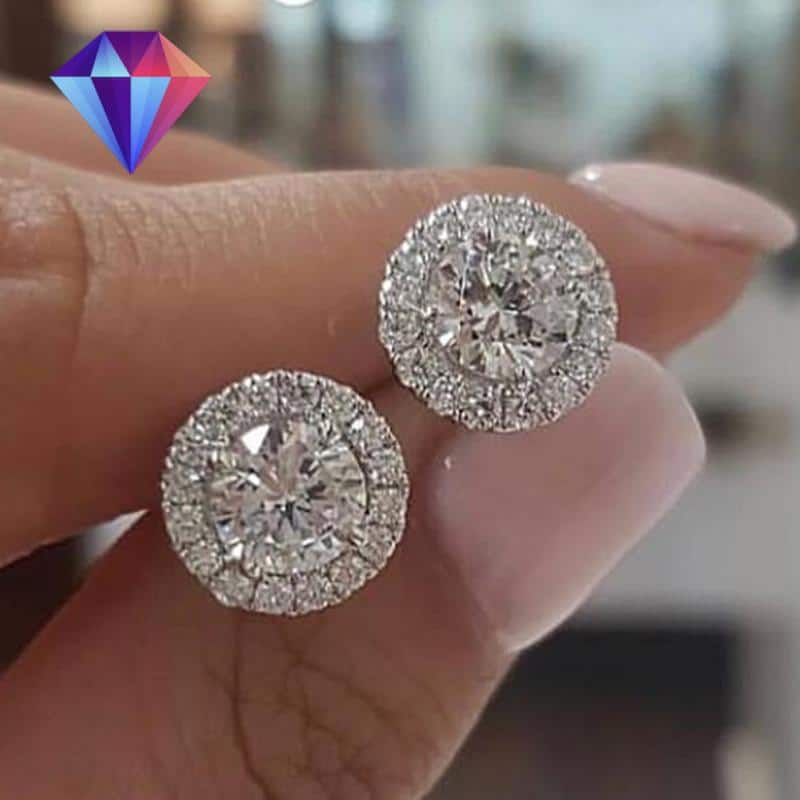 Gold or Silver Round Crystal Earrings