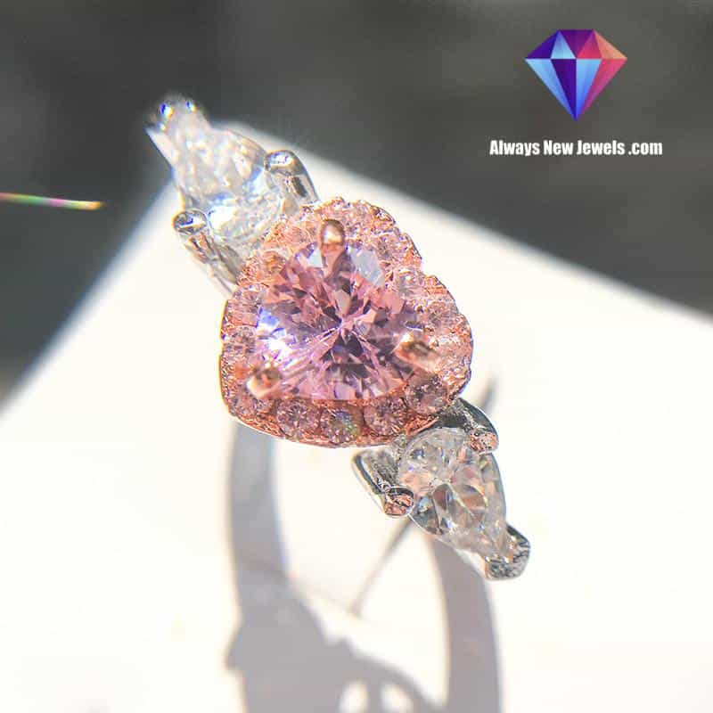 Silver Pink Heart Ring