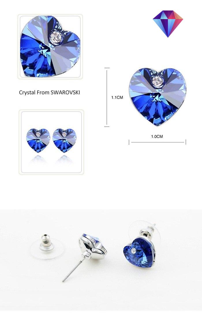 Classic Crystal Heart Piercing Earrings Made With Swarovski Elements Stud Earrings For Women Girls Christmas Jewelry