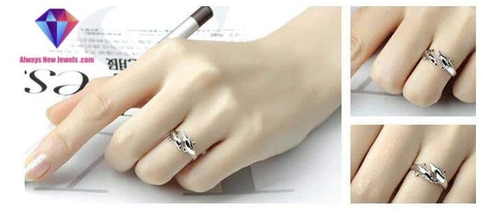 Hot Popular Exquisite Animal 925 Sterling Silver Jewelry Creative Double Dolphin Hypoallergenic Female Opening Rings SR289