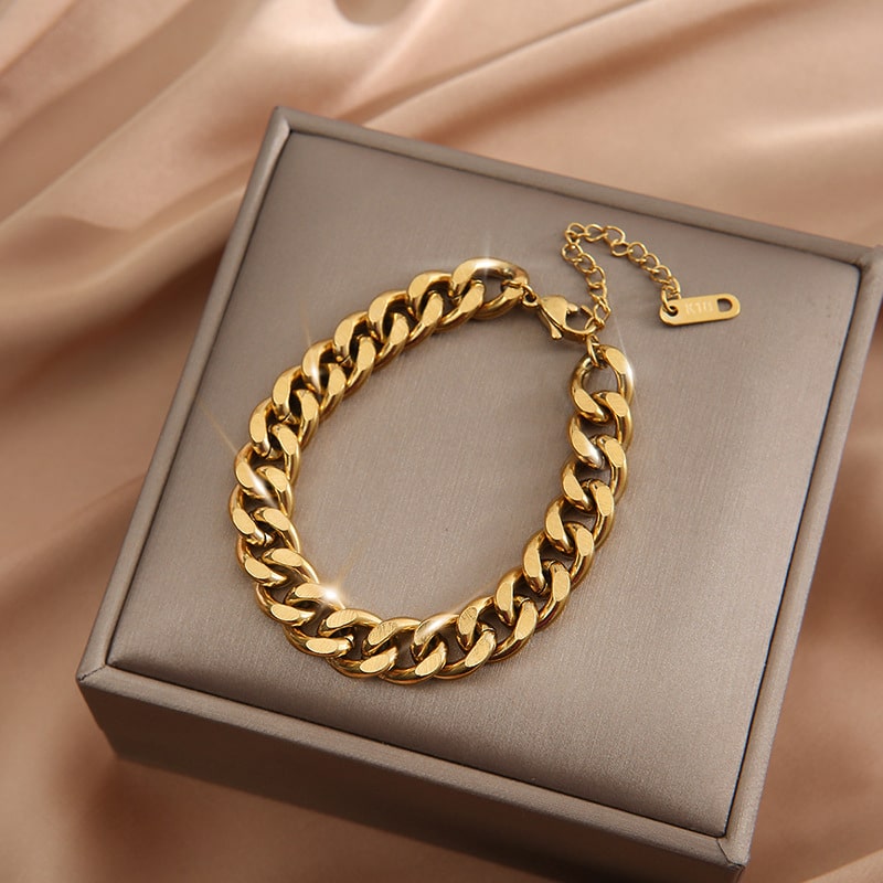 Gold Link Chain Bracelet For Women