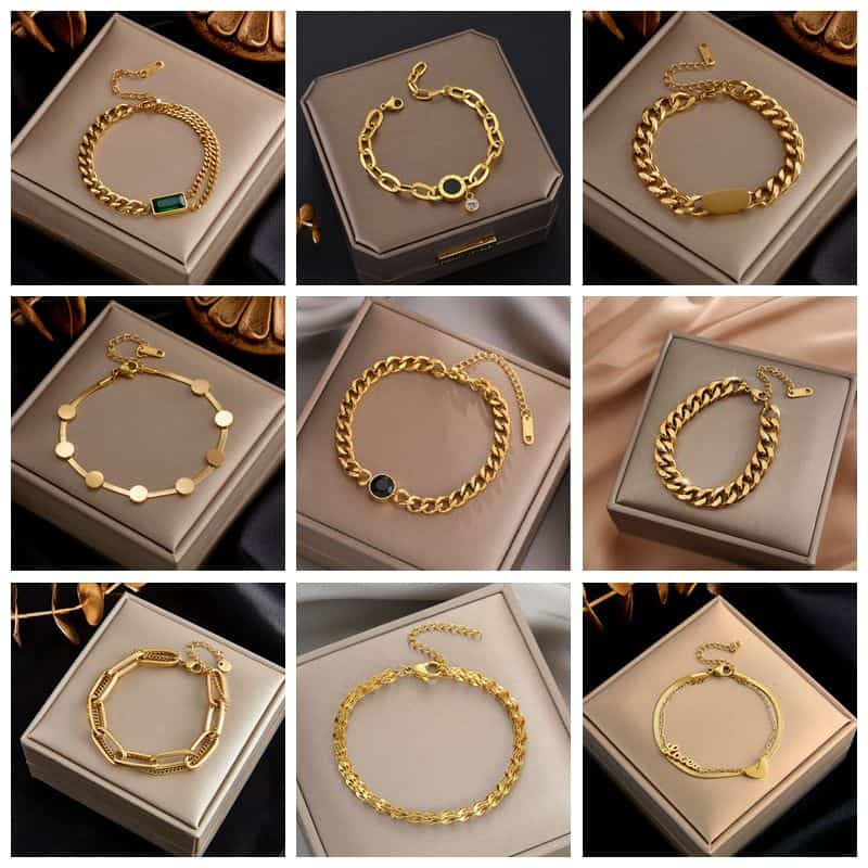 Gold Link Chain Bracelet For Women