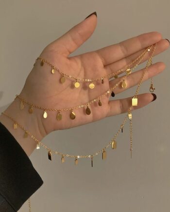 Gold Circles, Rectangles, or Water Drops Necklace