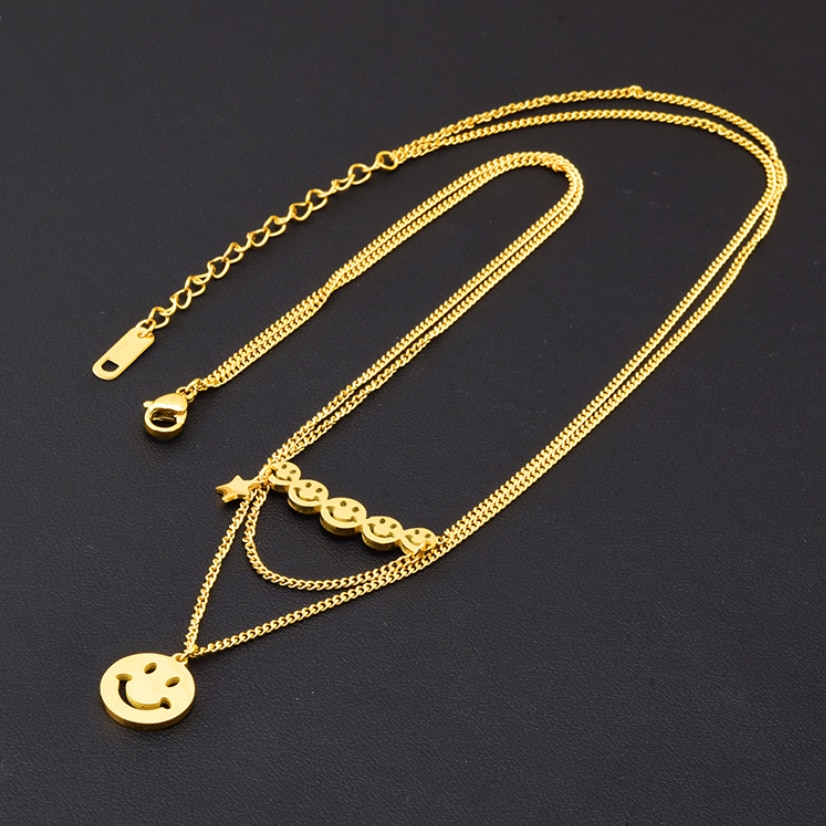 Golden Smiley Vibes Necklace: Shine with Positive Energy