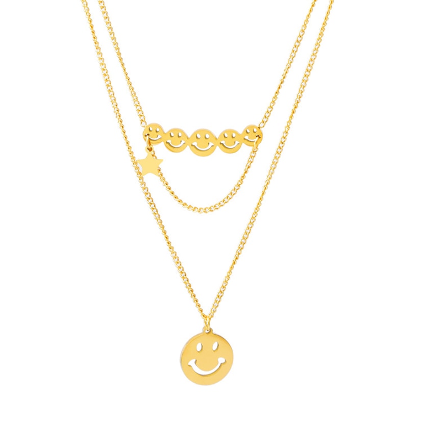 Golden Smiley Vibes Necklace: Shine with Positive Energy
