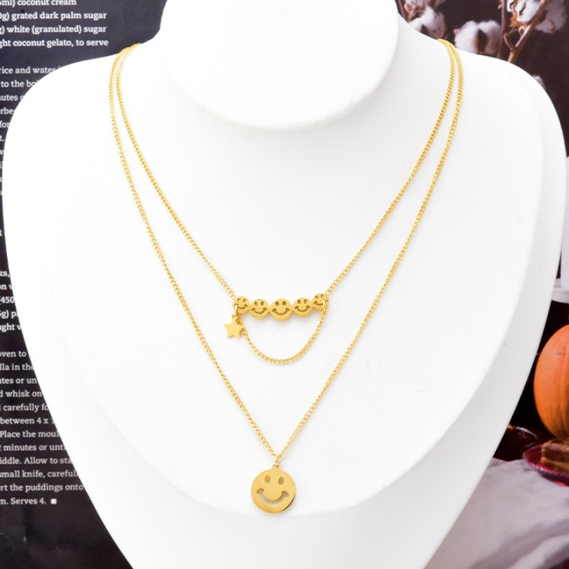 Golden Smiley Vibes Necklace: Shine with Positive Energy