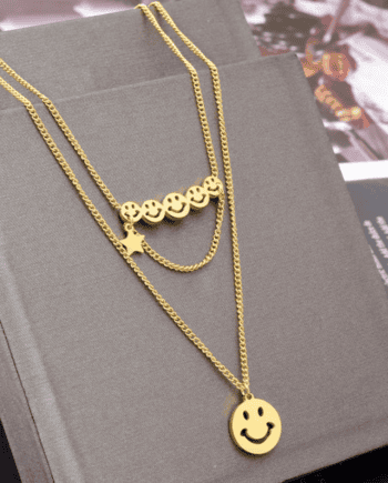 Golden Smiley Vibes Necklace: Shine with Positive Energy