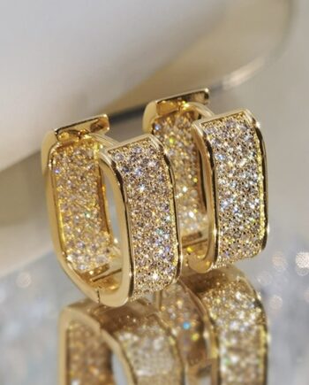 Gold or Silver Round Square Cubic Zirconia Hoop Earrings