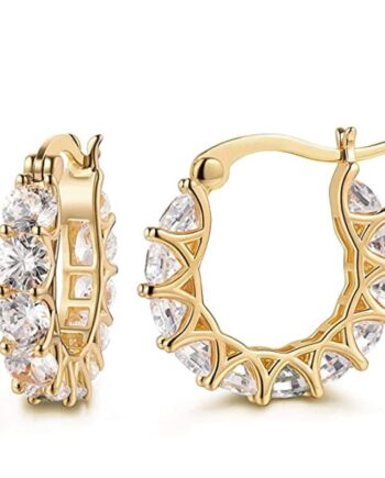 Gold or Silver Diamond Cut Crystal Zirconia Hoop Earrings