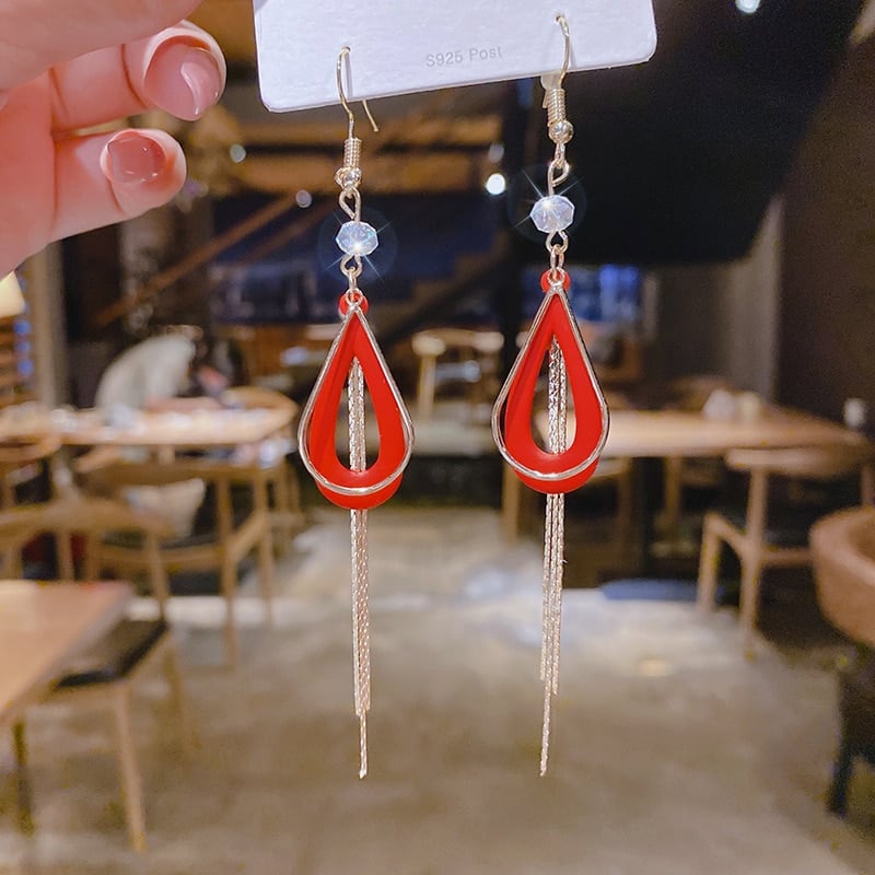 Red and Gold Christmas Drop Earrings