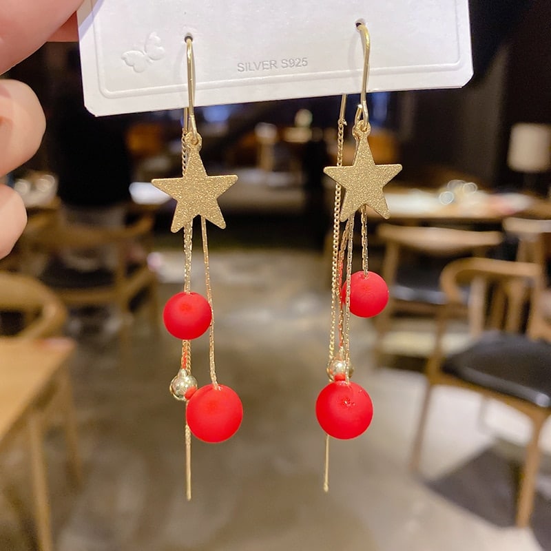 Red and Gold Christmas Drop Earrings
