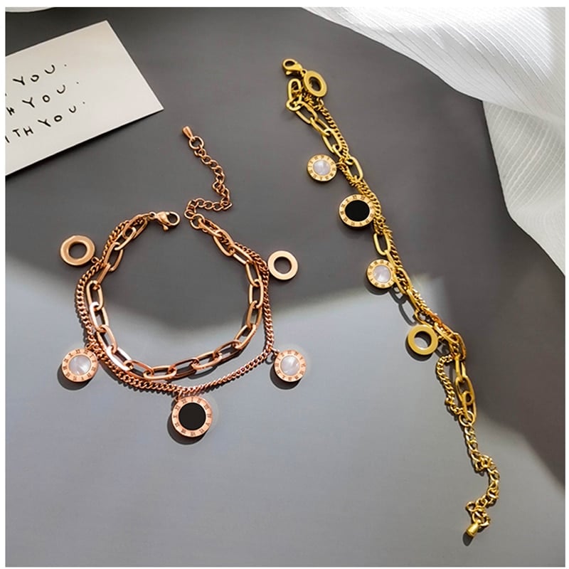Luxury Famous Brand Jewelry Rose Gold Stainless Steel Roman Numerals Bracelets & Bangles Female Charm Popular Bracelet for Women