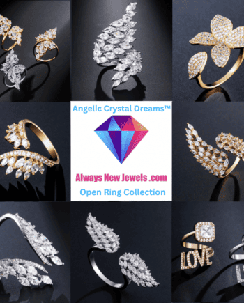 Angelic Crystal Dreams™️ Enchanting Gold or Silver Plated Open Ring Collection