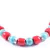 AqBeadsUk Classic Semi-Precious Gemstone Turquoise/Red Coral Beads 19 inch Luxury Handmade Women's Necklace