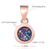 Semi-Precious Genuine Gemstone CZ Stone Round PendantÊ925 Sterling Silver with 18k Gold Plated 18Ê 16Ó-18Ó Adjustable Woman necklace.