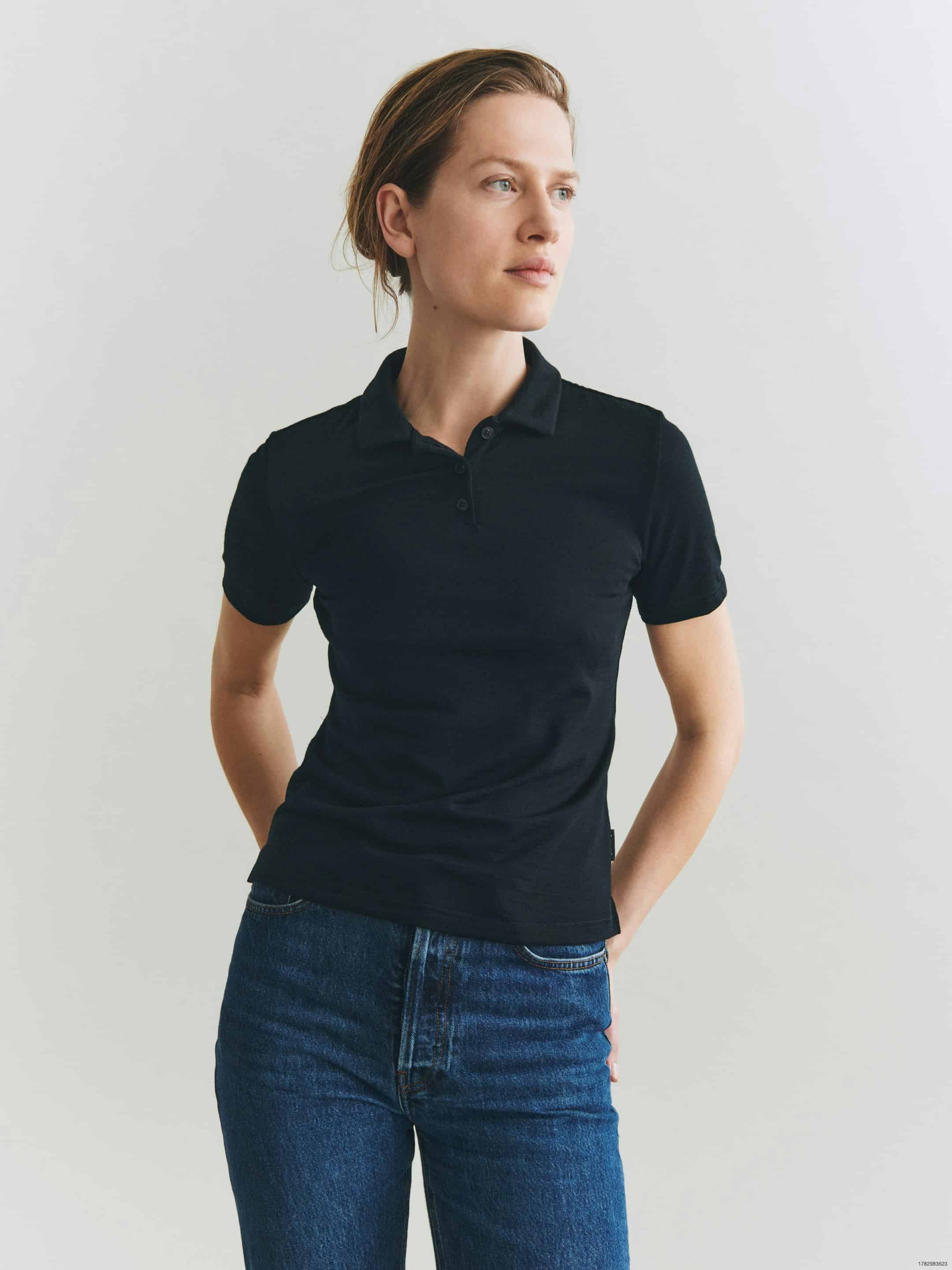 Polo T-shirt i merinould til kvinder