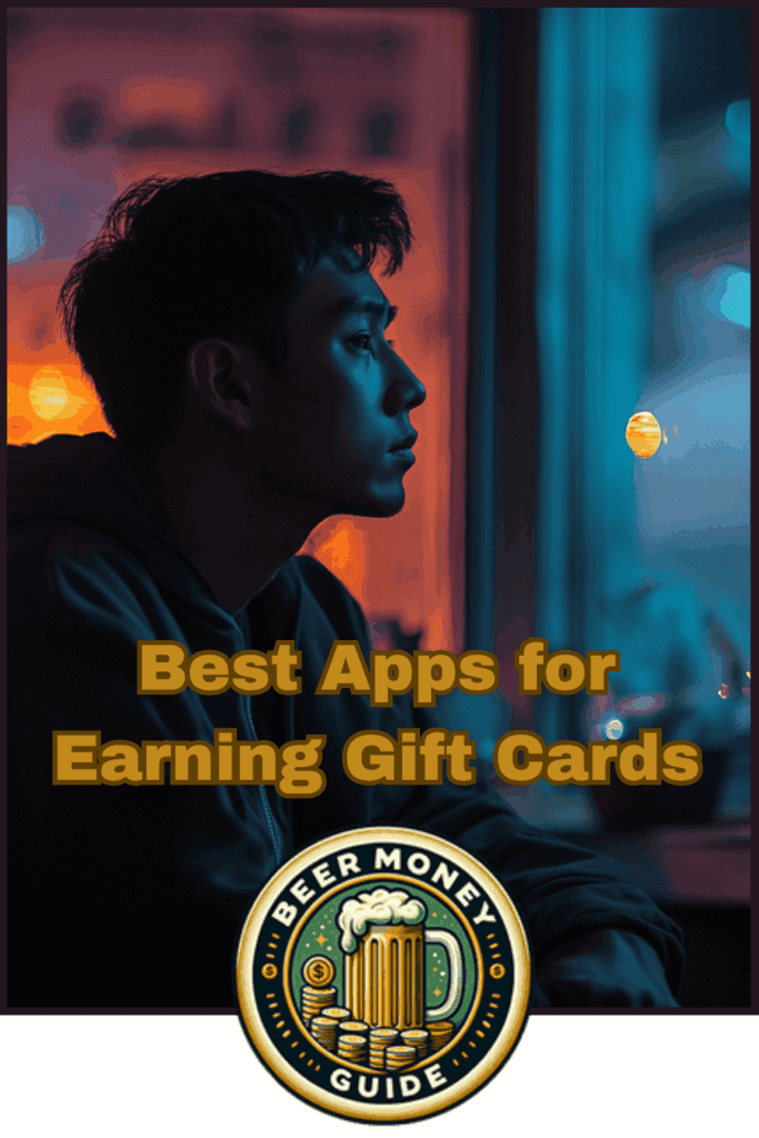 Person looking out window at night - with the words on the picture Best Apps For Earning Gift Cards Fast