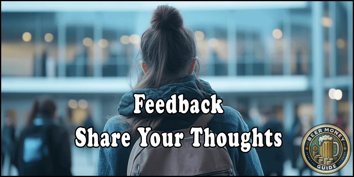 Feedback page header image with the Beer Money Guide logo in the corner.