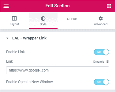 making section and columns clickable