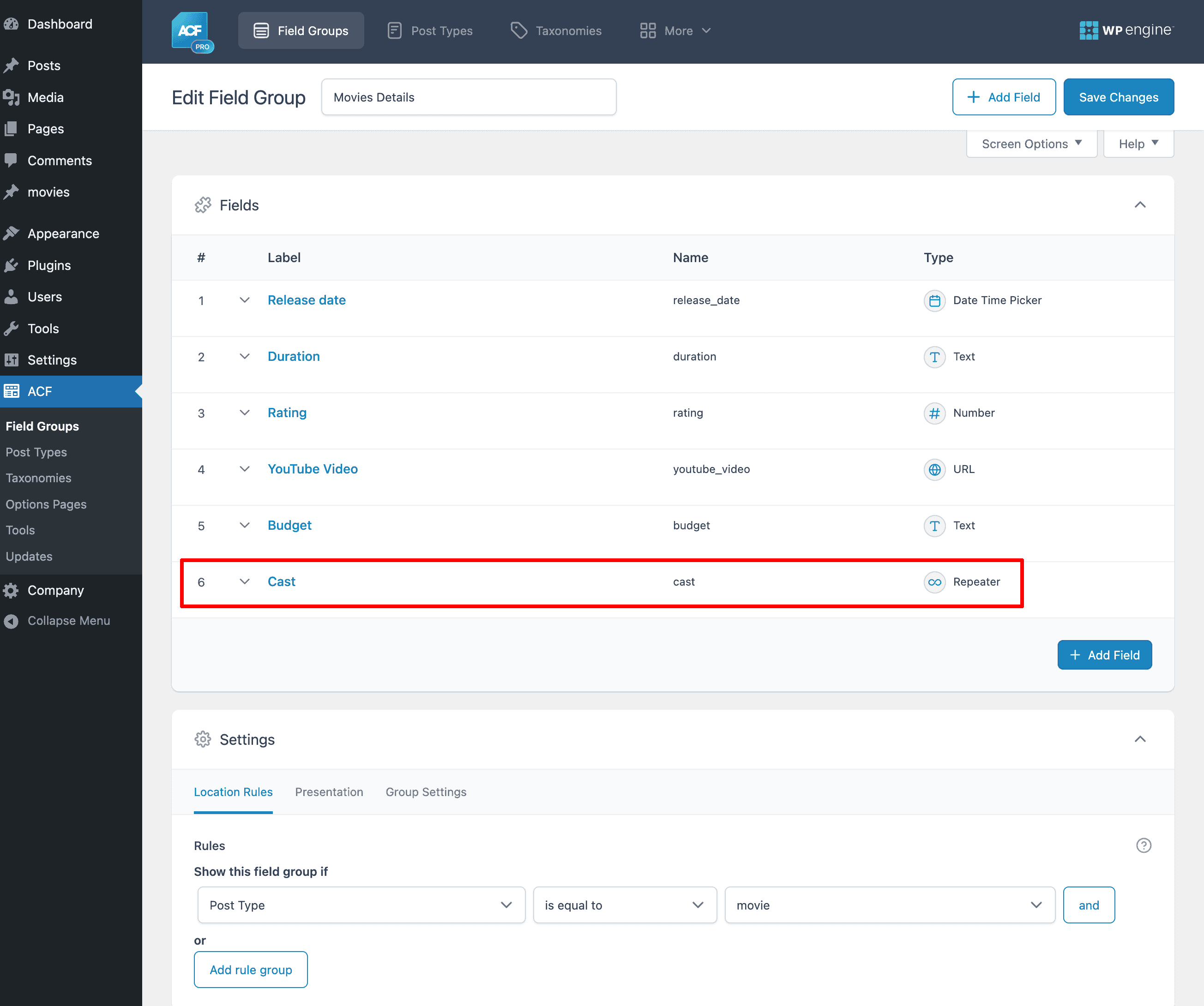 Create Field Groups Using ACF
