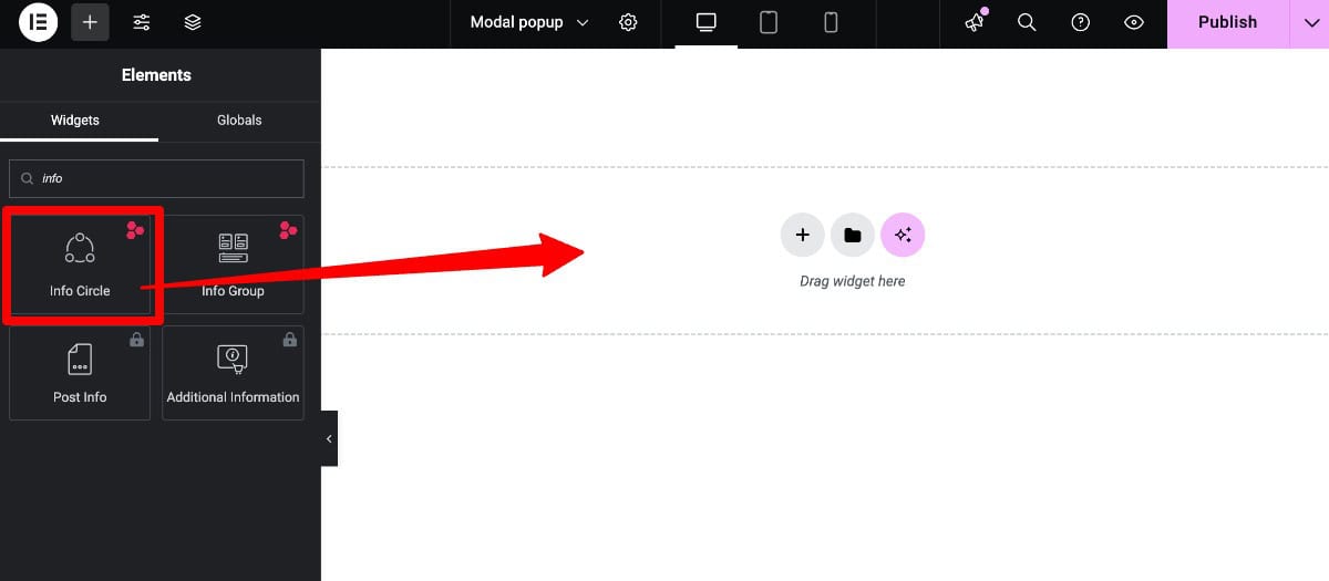 Add info circle in Elementor