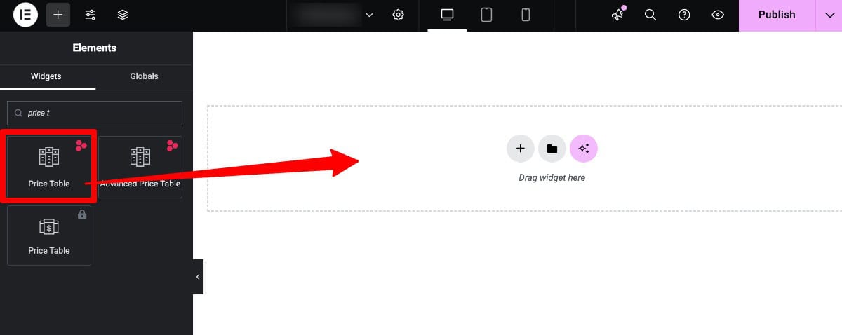 Price Table in Elementor