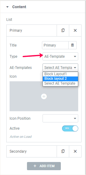 Content Switcher: Choose Template
