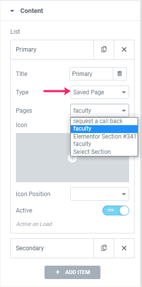 Content Switcher: Choose Saved Page