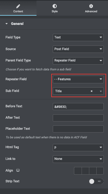 ACF Fields: General Settings