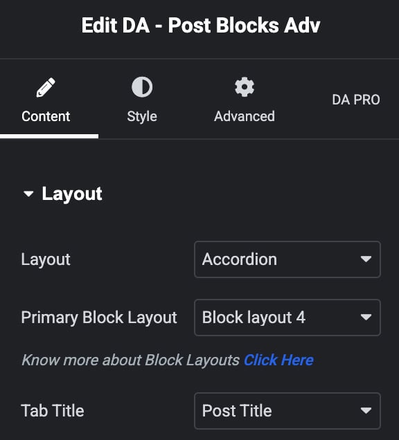 Layout Settings