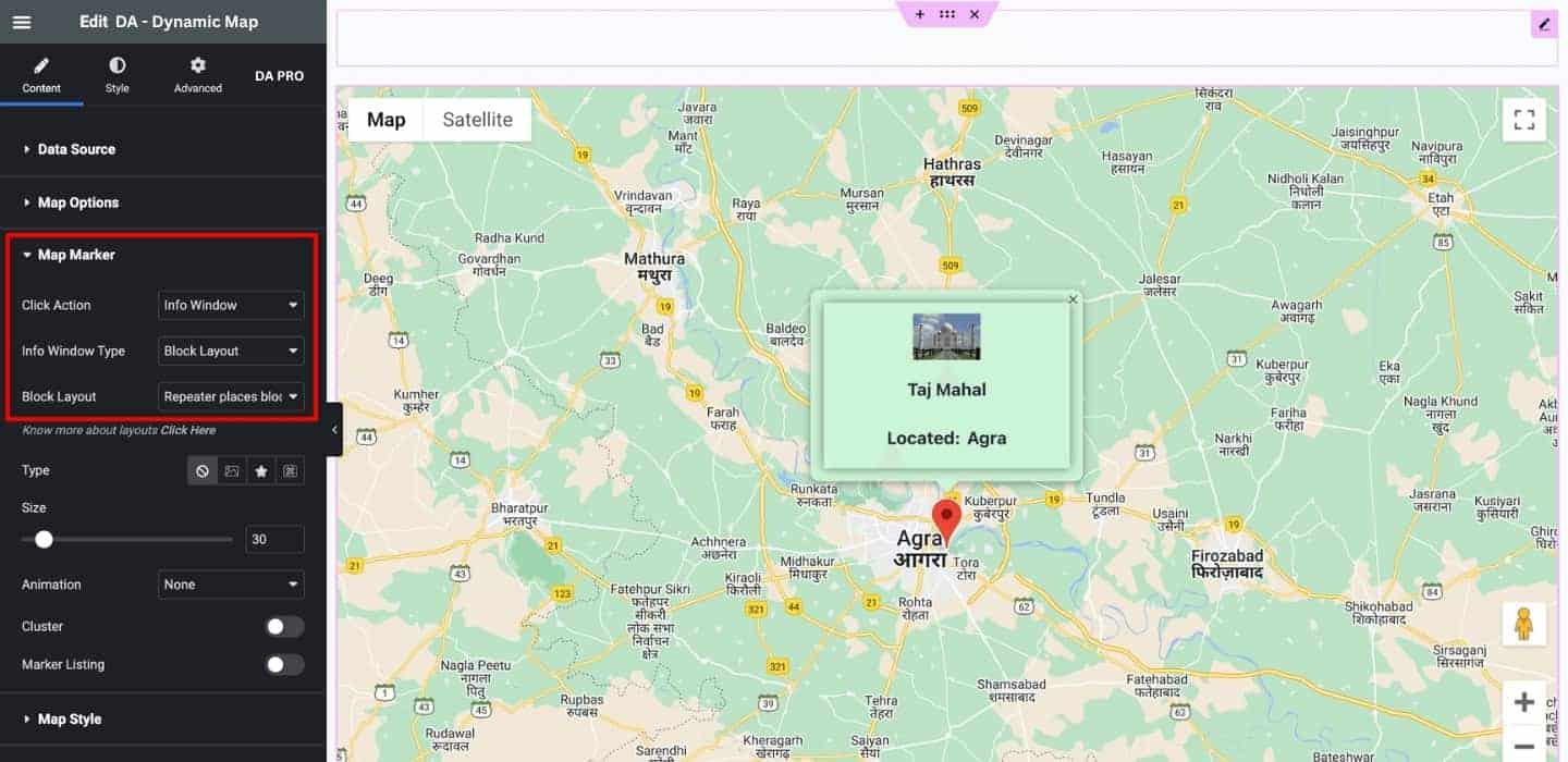 DA Dynamic Map: Display Data with Block Layout