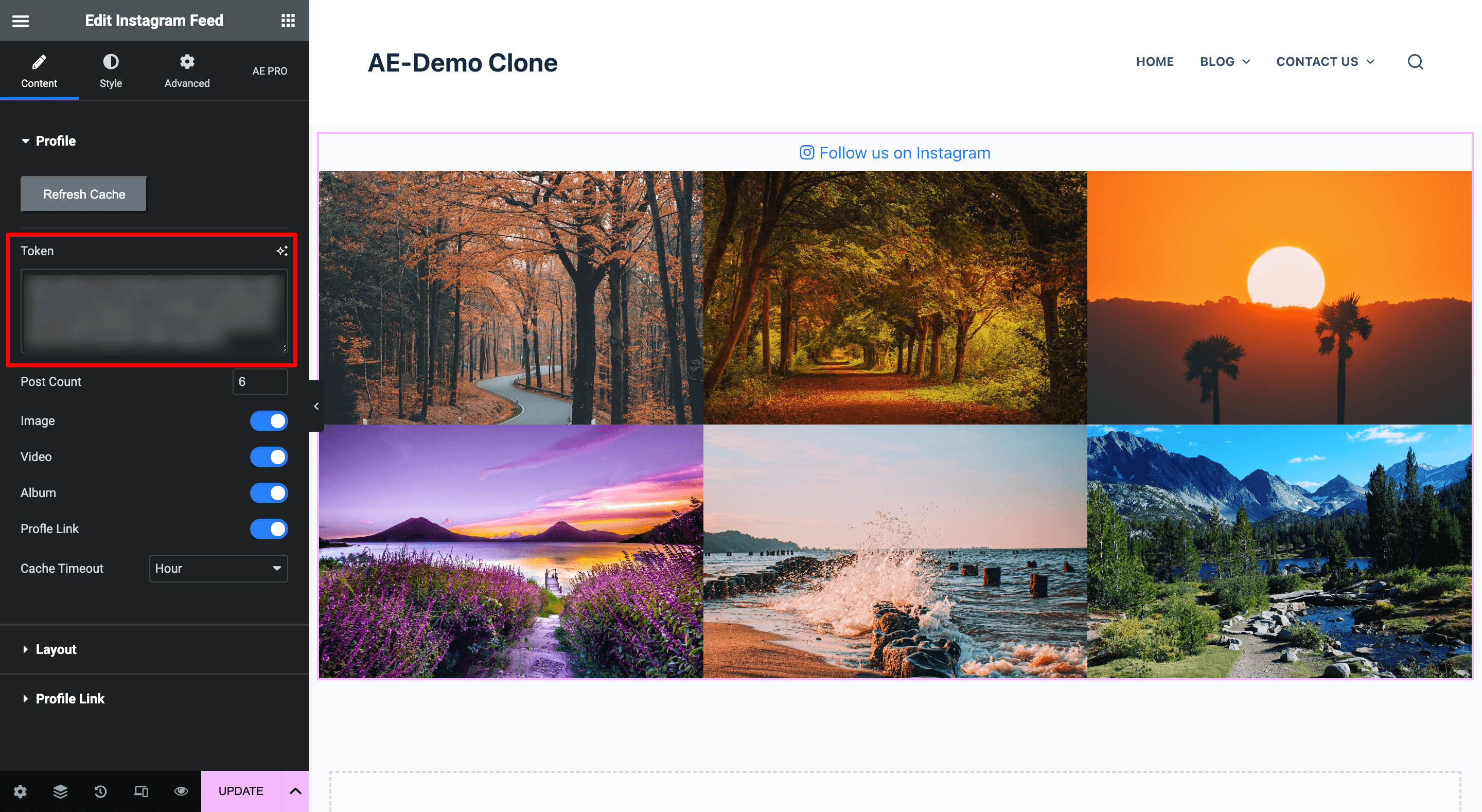 Add Instagram Feed Access Token