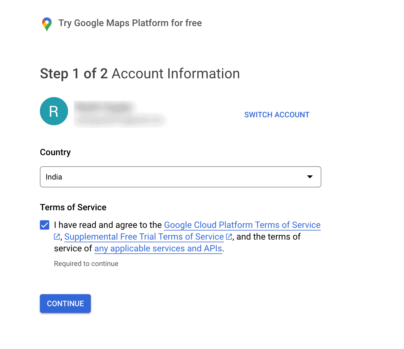 Google Cloud: Select Country