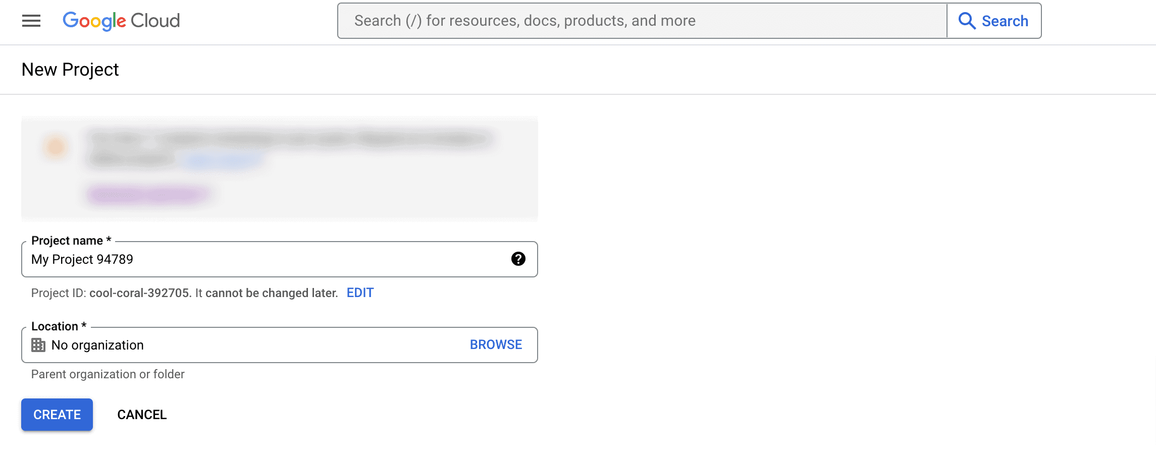 Google Cloud: Provide Project Name