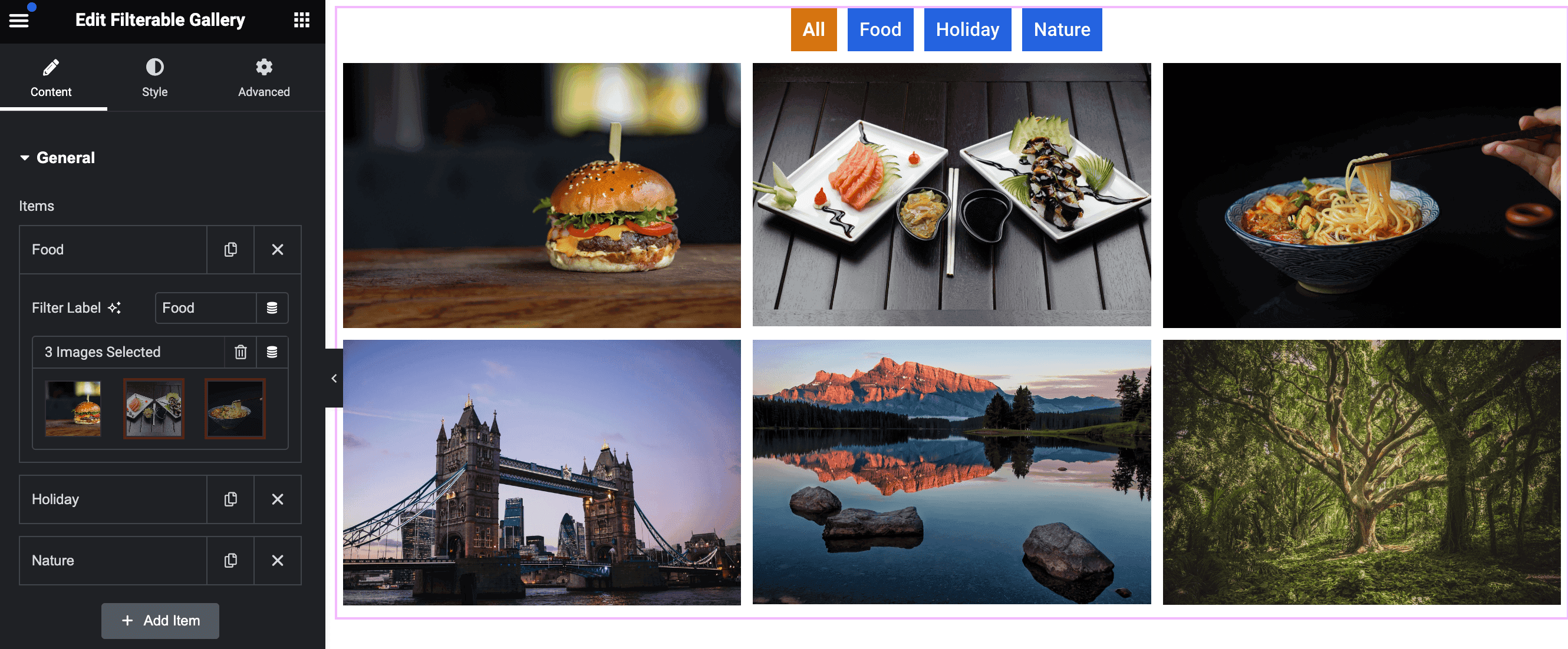 Filterable Gallery in Elementor: General Settings