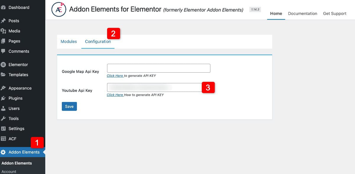 Add YouTube API Key in Addon Elements for Elementor