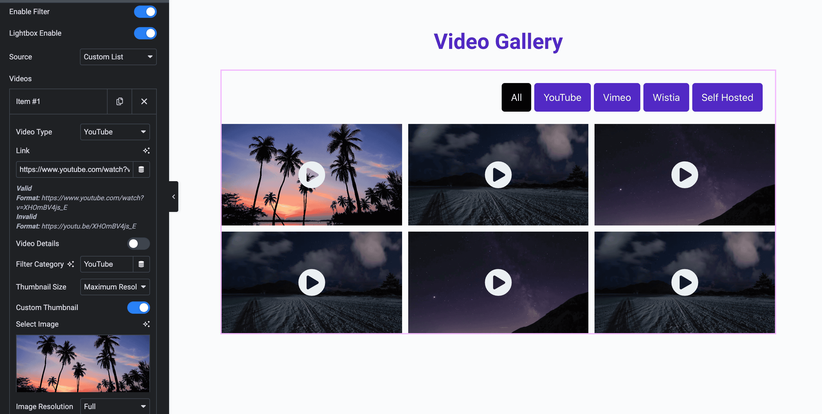 Video Gallery: Show Videos Using Custom List