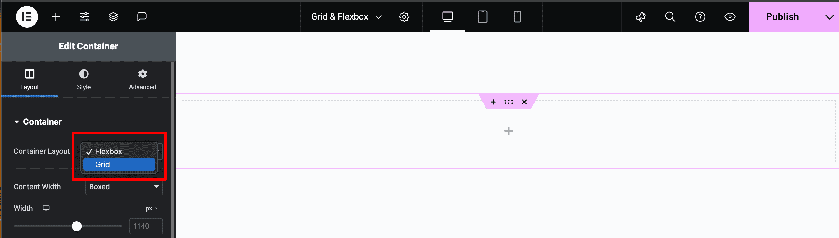 Flexbox and Grid Container in Elementor