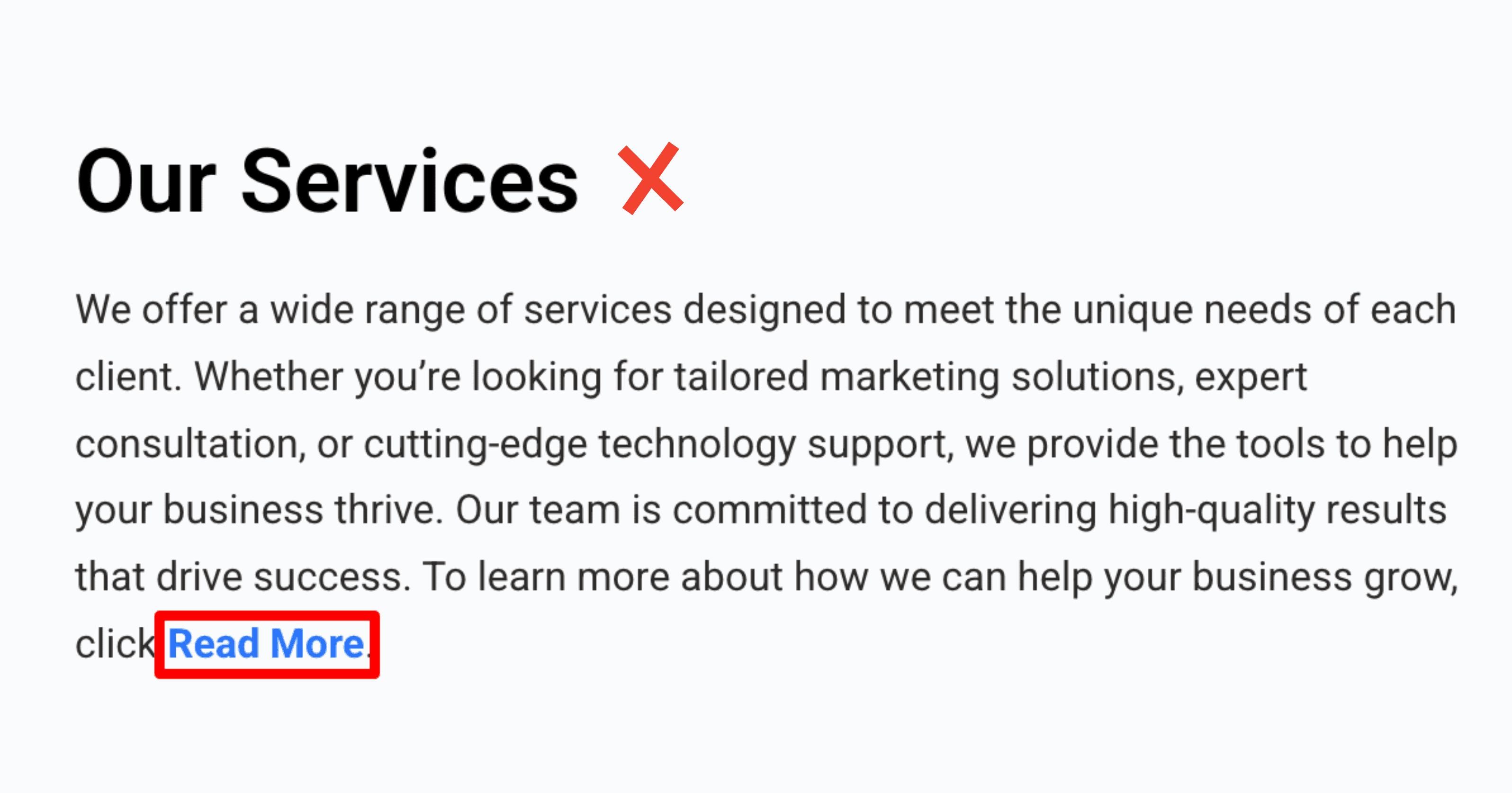 Website Accessibility: Wrong Way to add Link Text