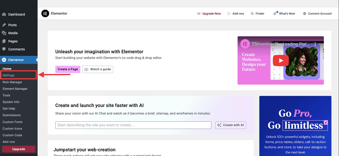 Elementor Settings