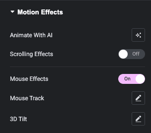 Mouse Effects in Elementor