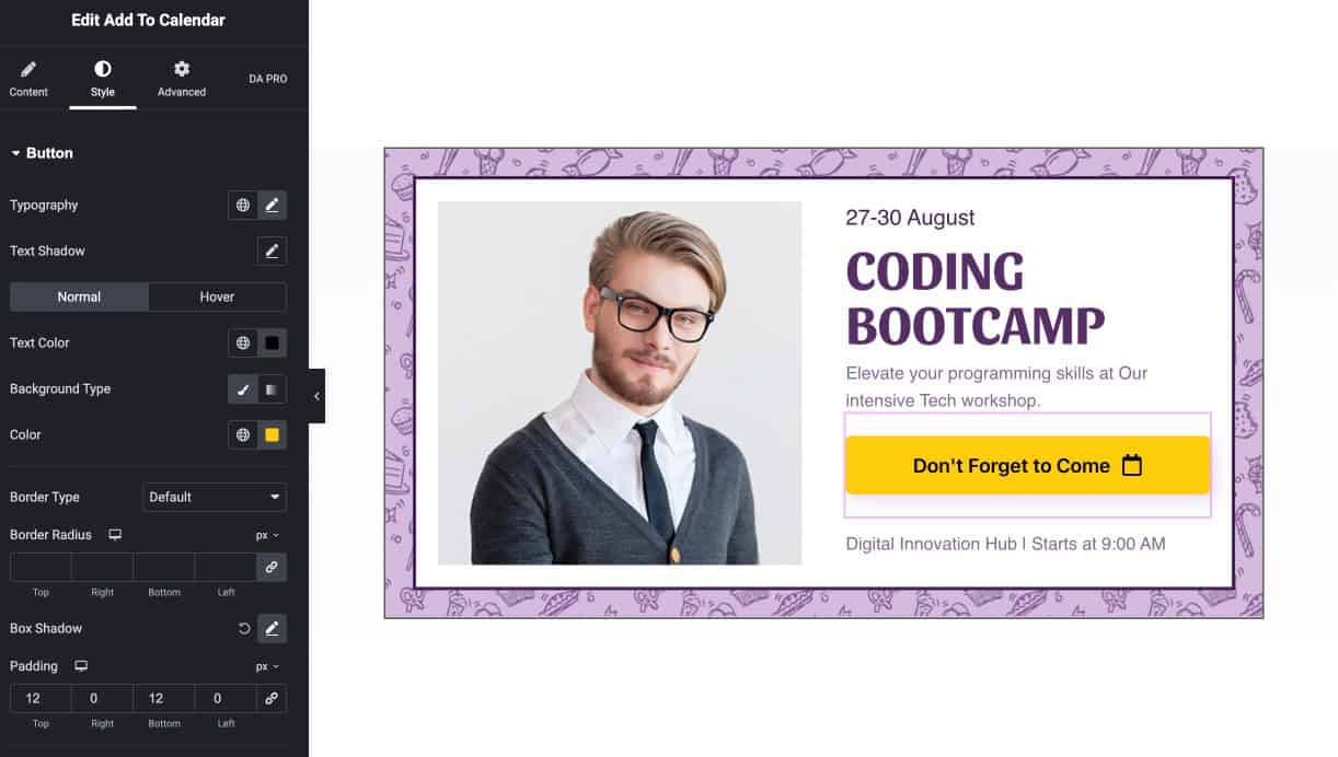 Style the Add to Calendar Button