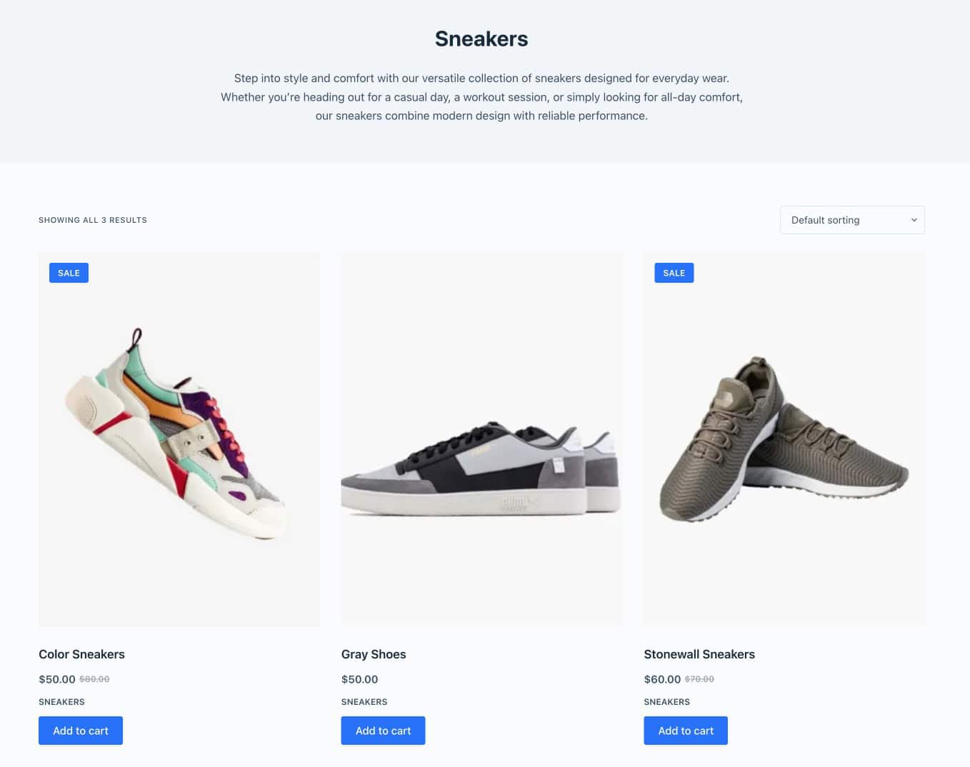 Default WooCommerce Women category page with basic unstyled theme layout